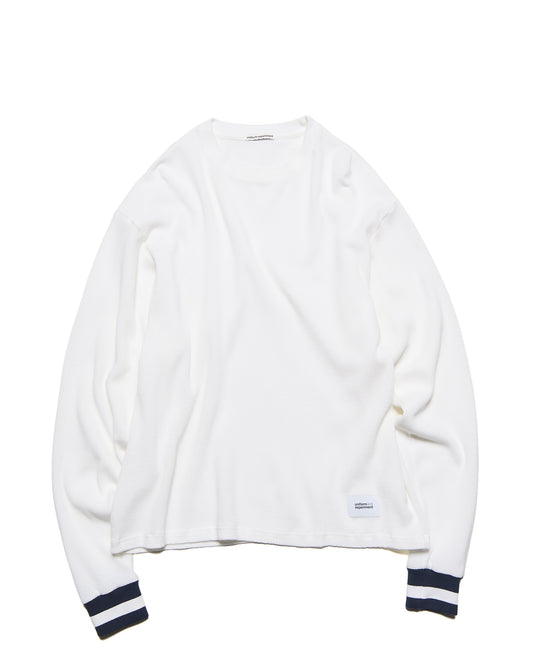 COLOR RIBBED WAFFLE CREWNECK TOP