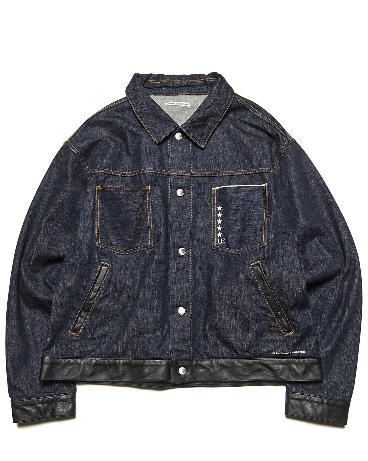 LEATHER ASSEMBLED DENIM TRUCKER JACKET