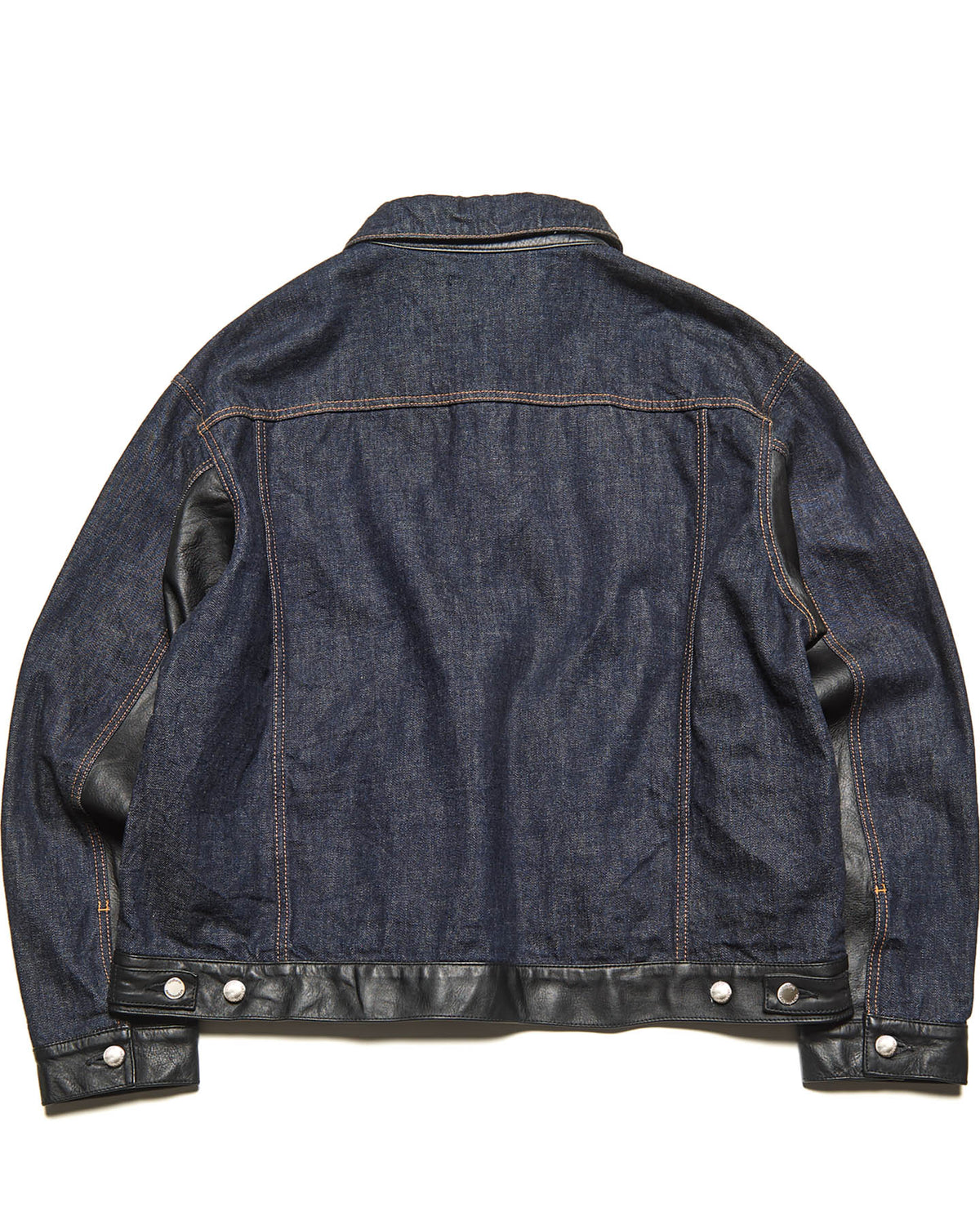 LEATHER ASSEMBLED DENIM TRUCKER JACKET