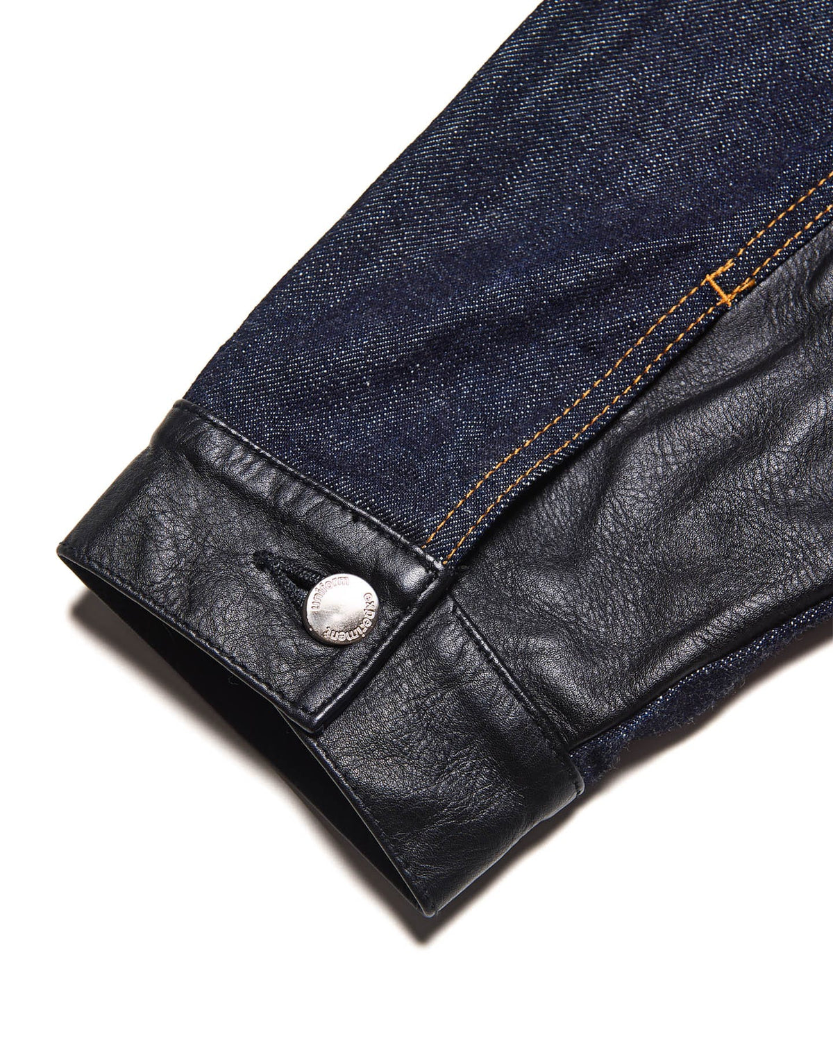 LEATHER ASSEMBLED DENIM TRUCKER JACKET