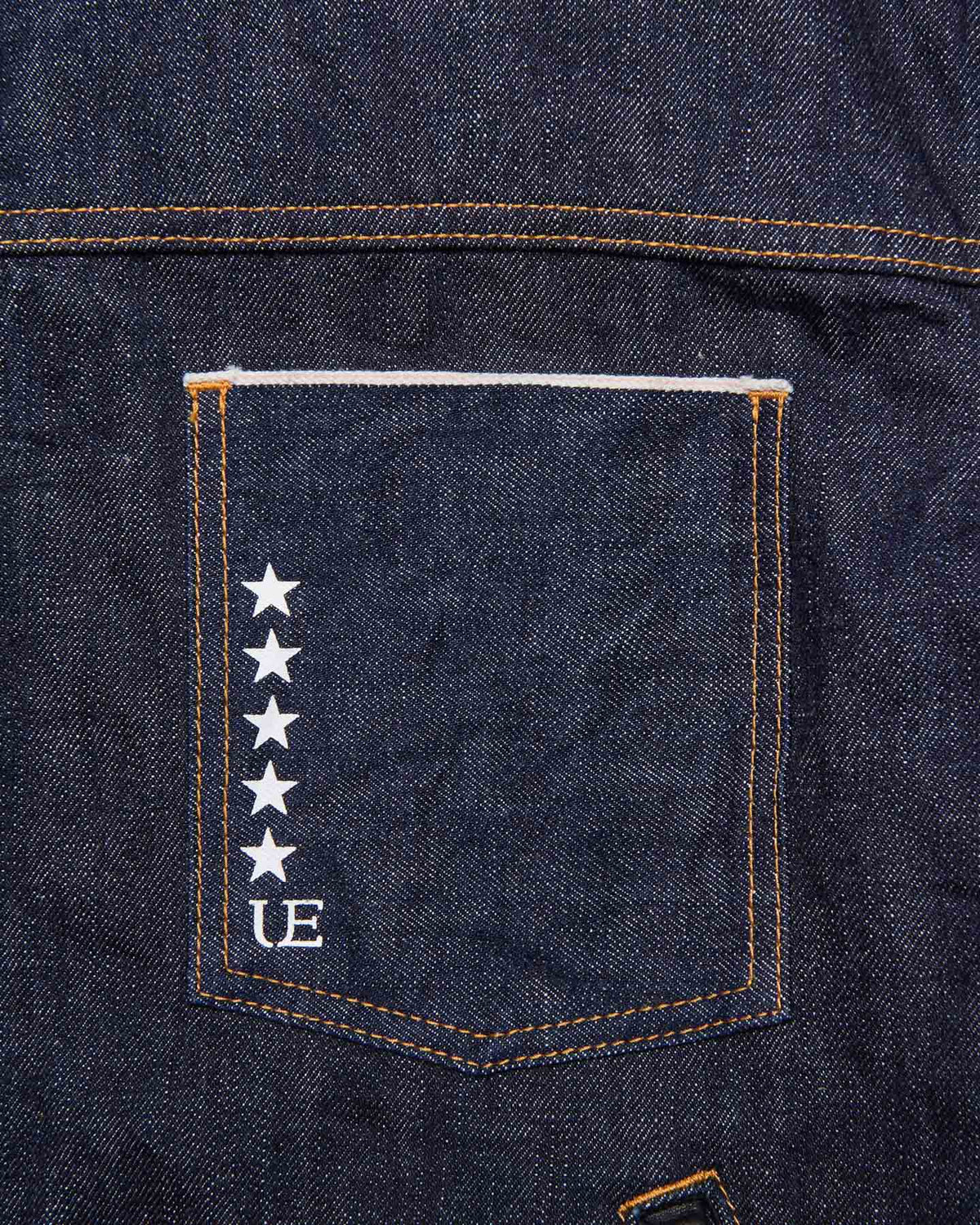LEATHER ASSEMBLED DENIM TRUCKER JACKET