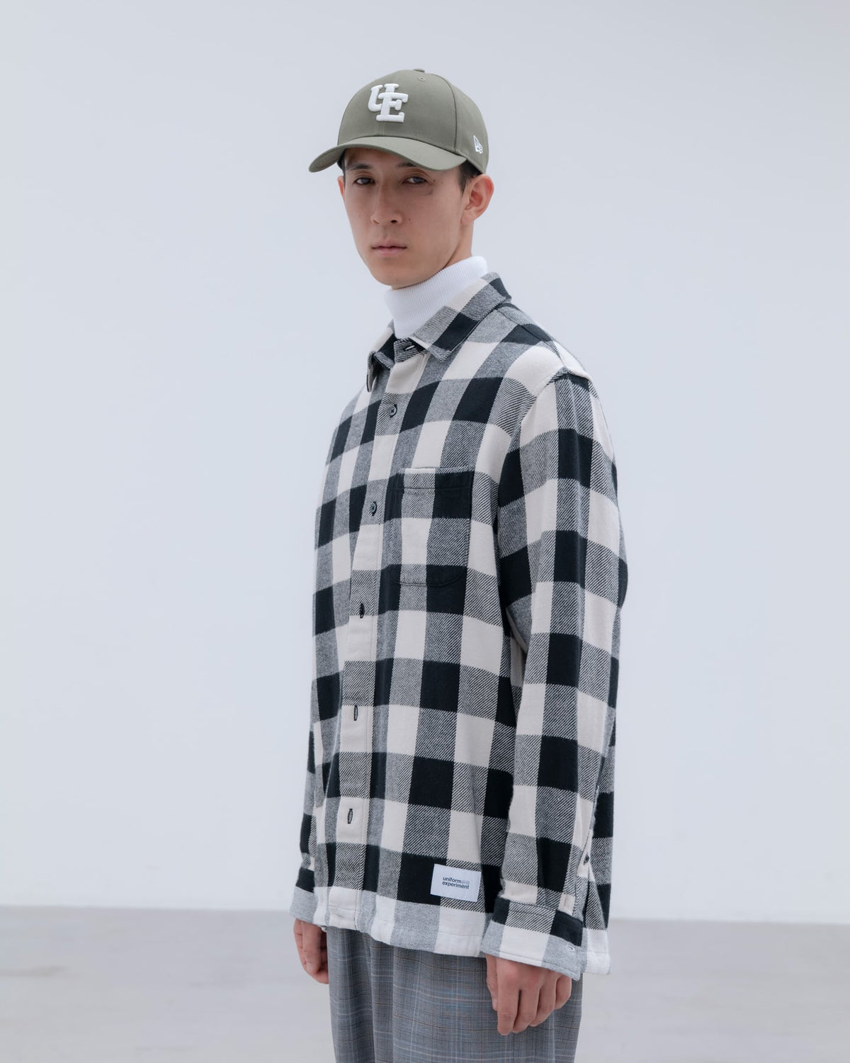 LINE FLANNEL CHECK DRAWCORD SHIRT