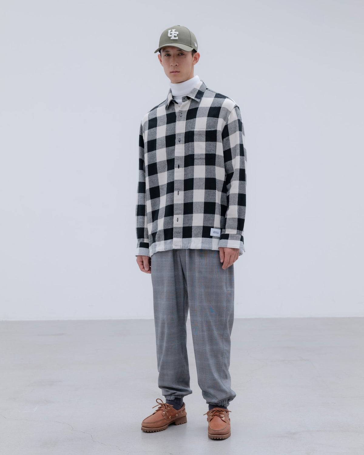 LINE FLANNEL CHECK DRAWCORD SHIRT