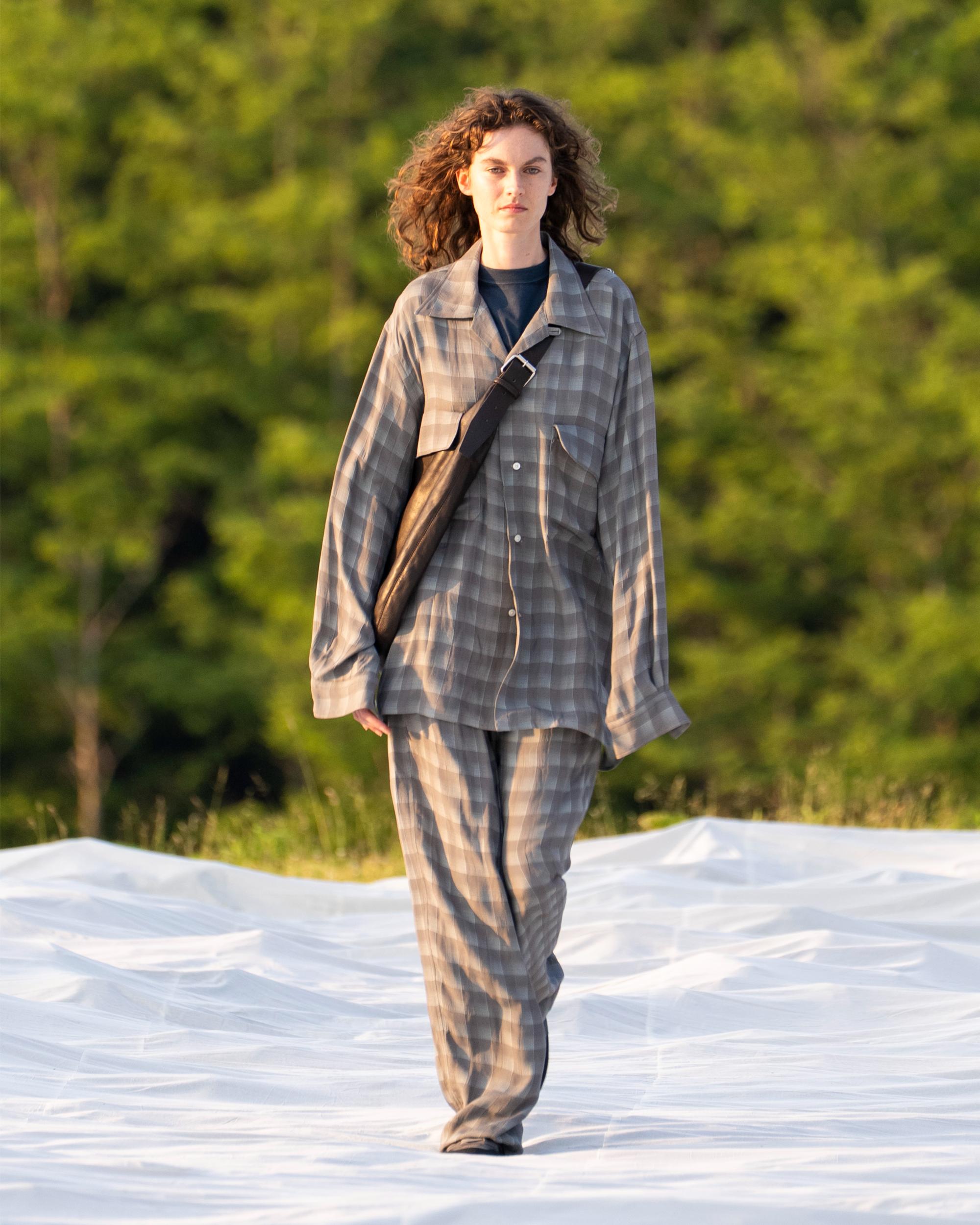 Jacquard Plaid Open Collar Shirt GRAY – TIME AFTER TIME