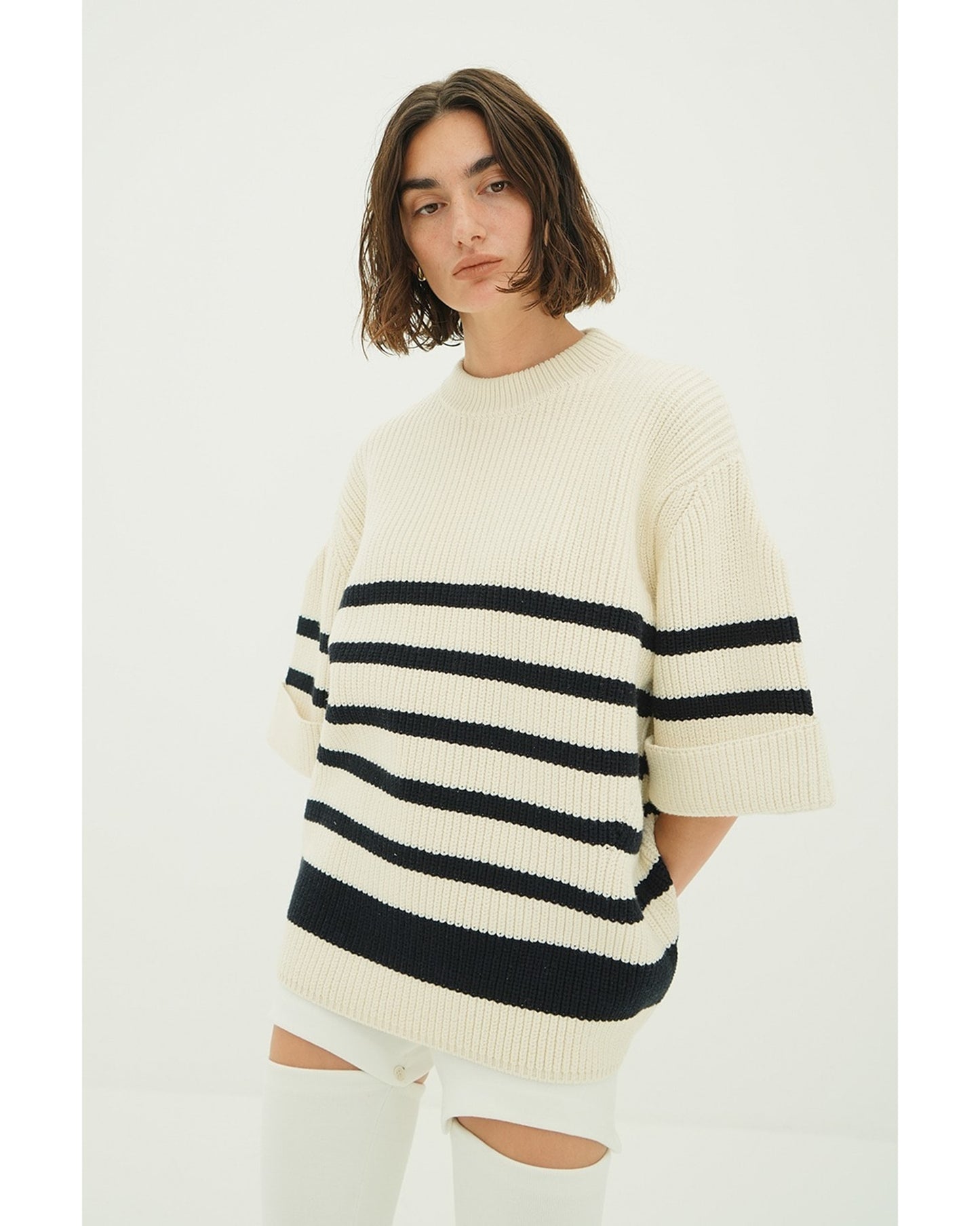 OVER HALF SLEEVE KNIT TOPS