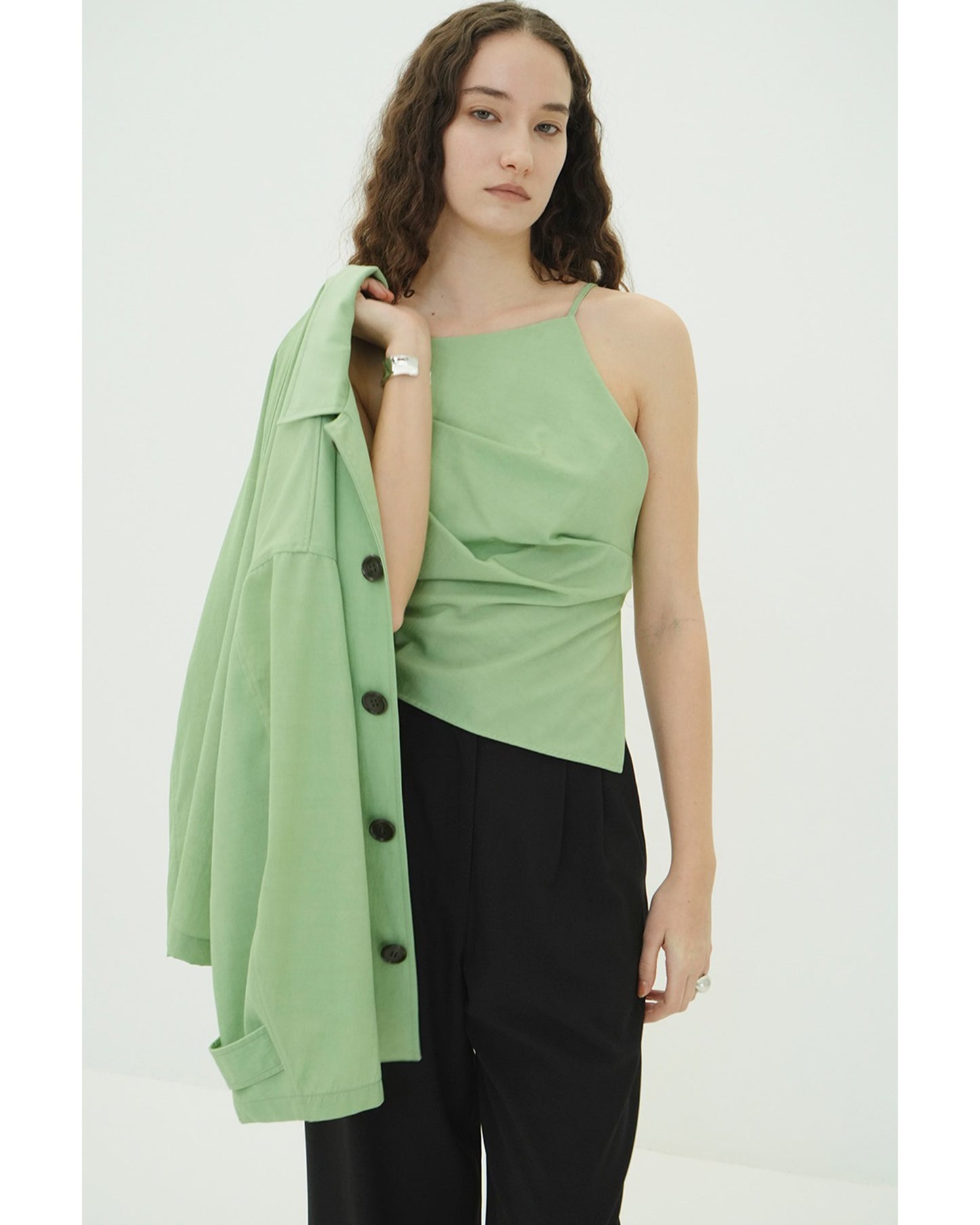 WOOL NYLON TUCK DRAPE CAMISOLE