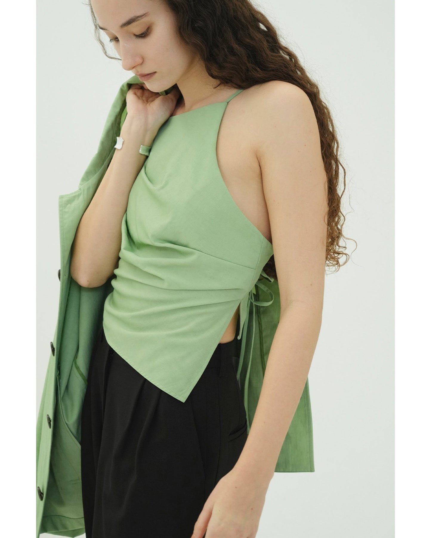 WOOL NYLON TUCK DRAPE CAMISOLE