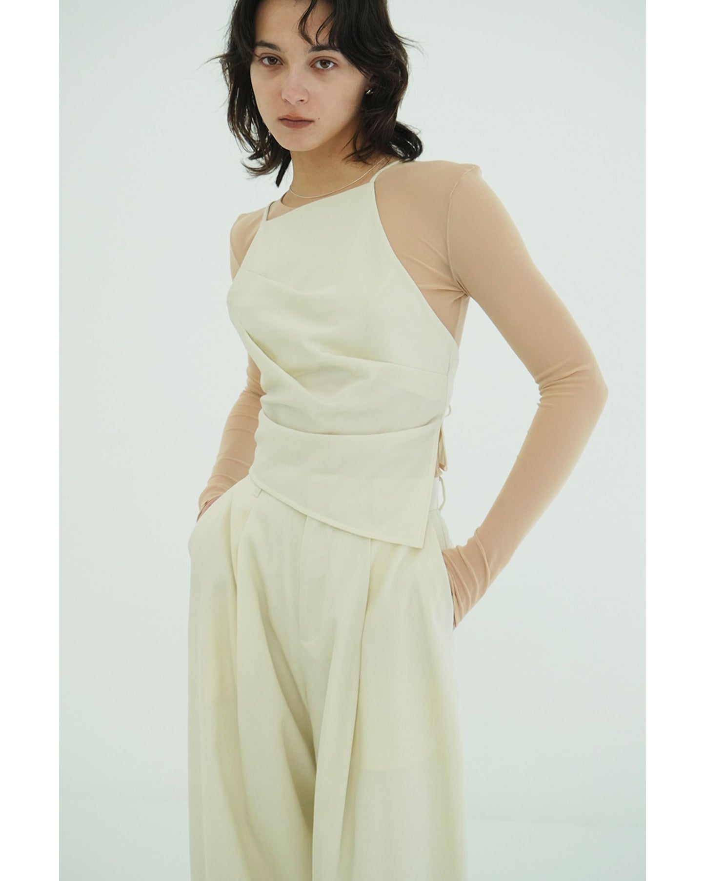 WOOL NYLON TUCK DRAPE CAMISOLE