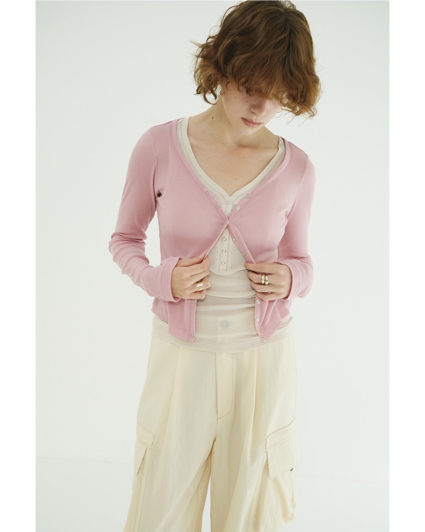 CURVED NECK LAYERED SET TOPS