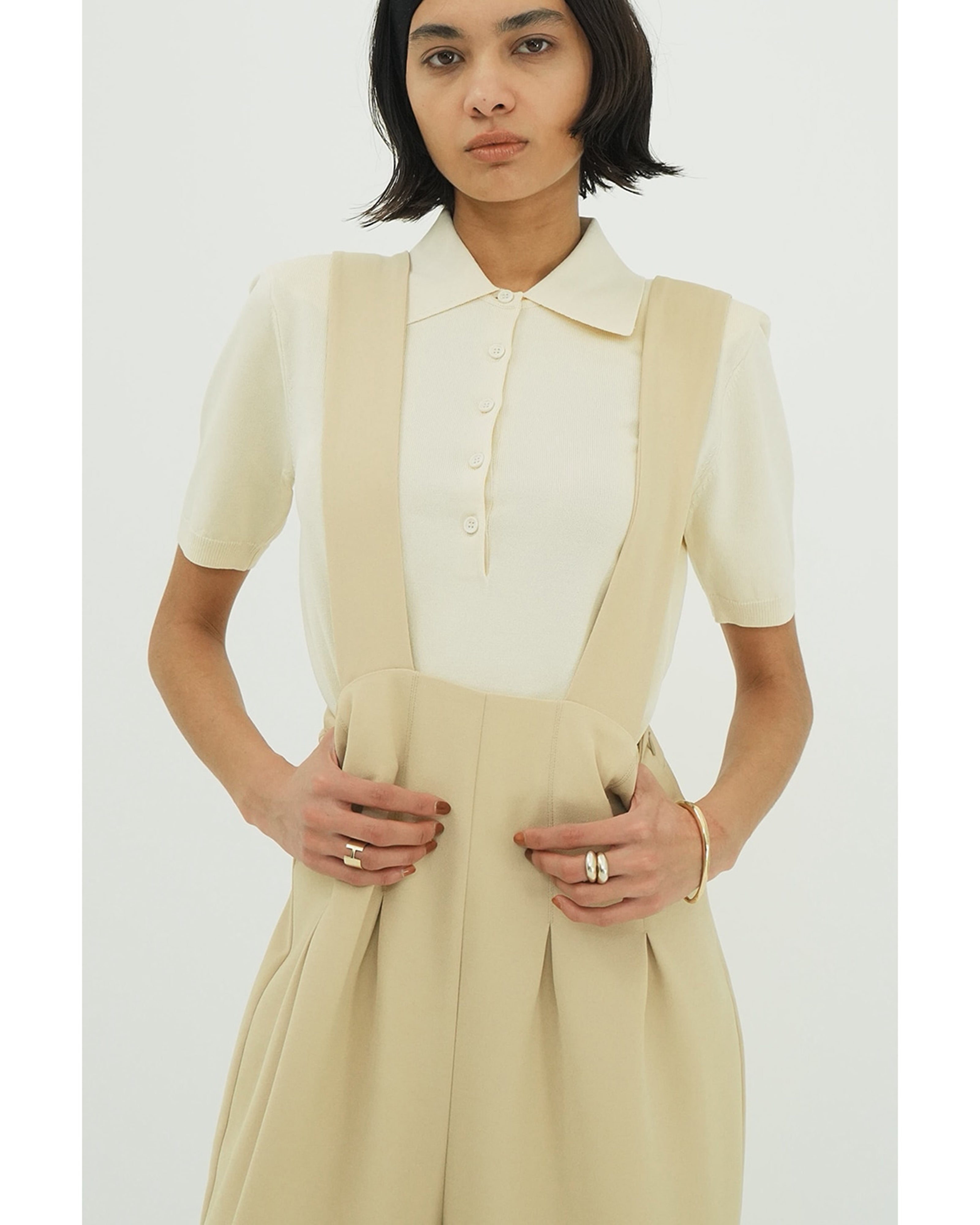 トップス clane SHOULDER PADS POLO KNIT TOPS SHOULDER PADS POLO KNIT TOPS｜TOPS(トップス)｜CLANE OFFICIAL