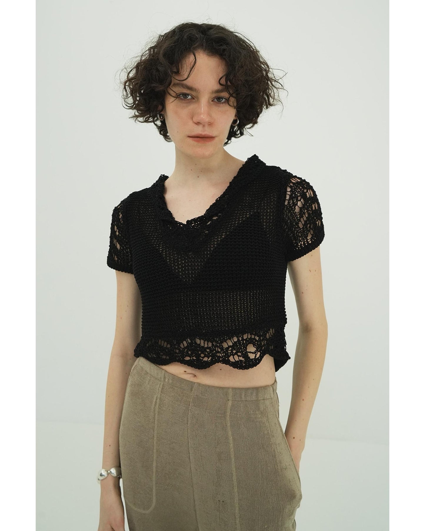 CROPPED CROCHET KNIT TOPS