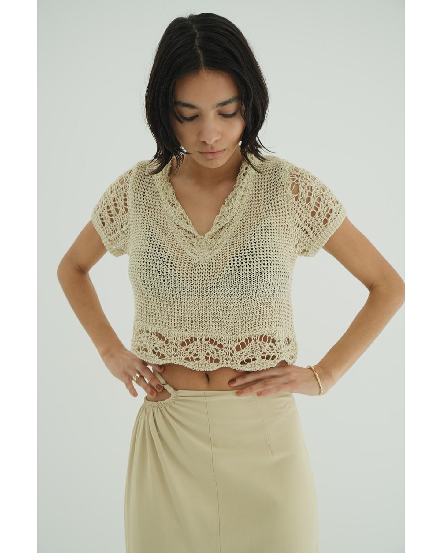 CROPPED CROCHET KNIT TOPS