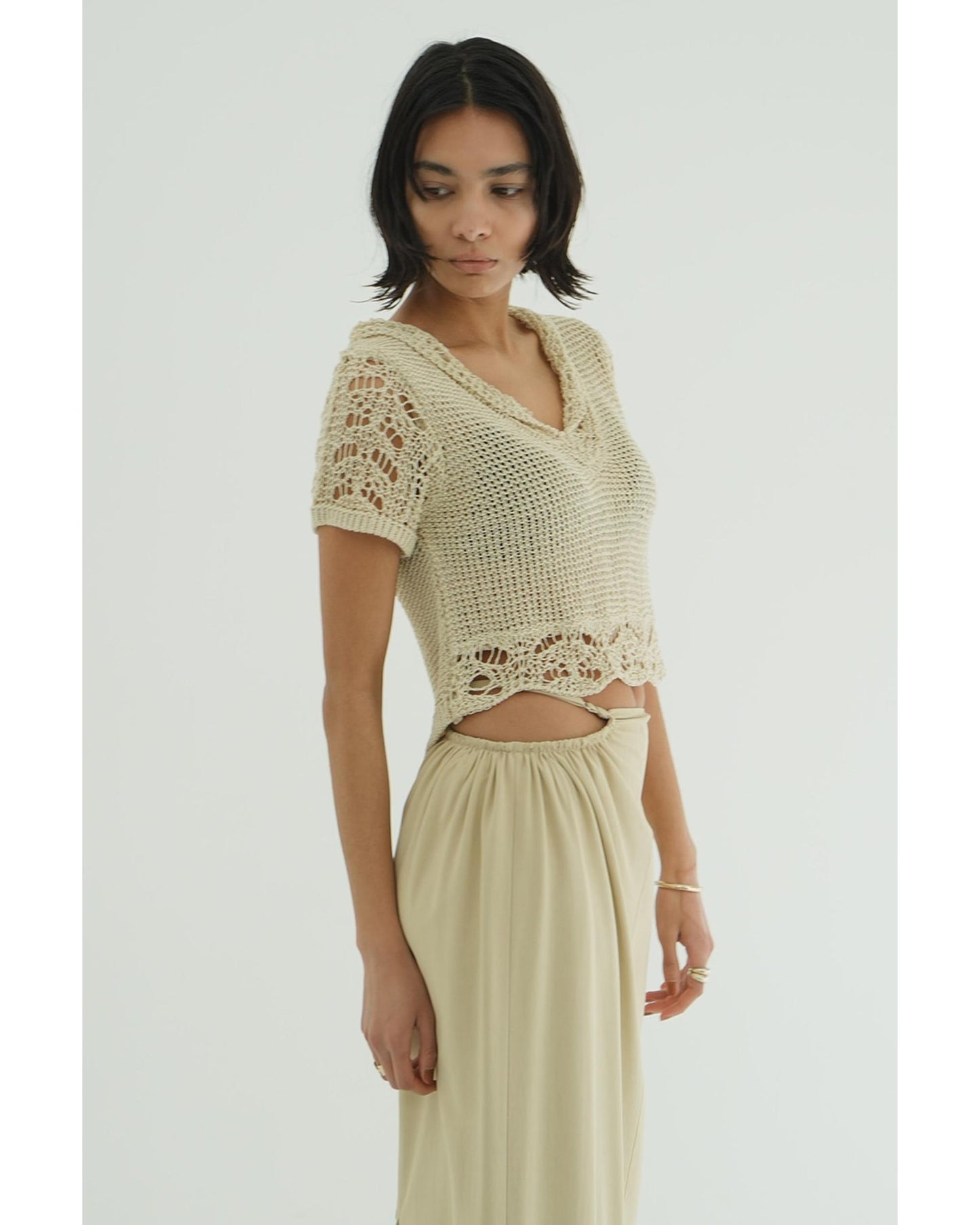 CROPPED CROCHET KNIT TOPS