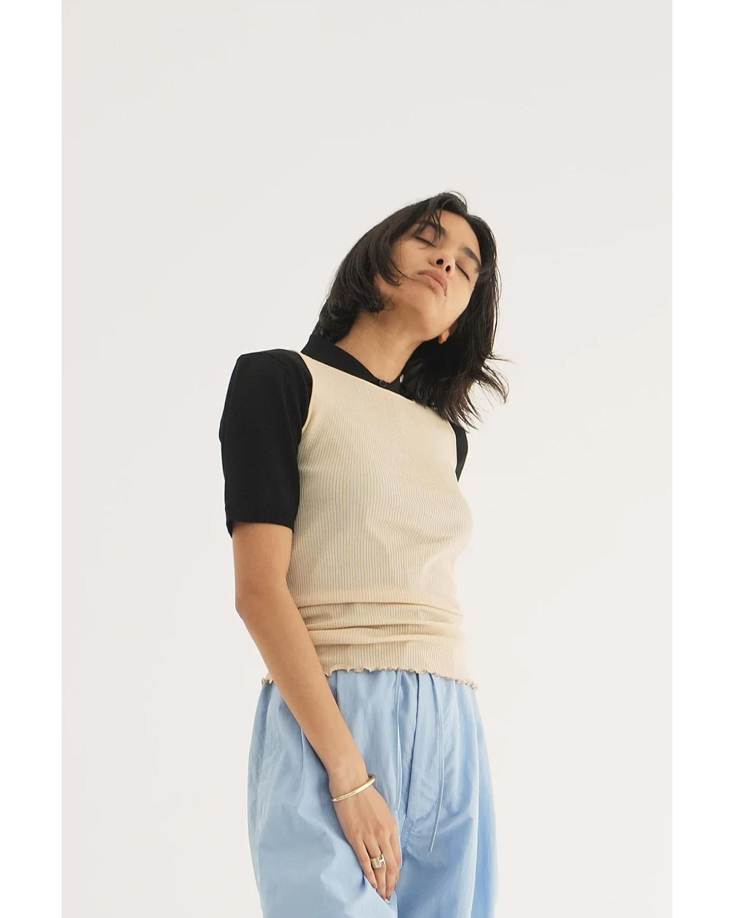 BOAT NECK RIB KNIT TANK TOP