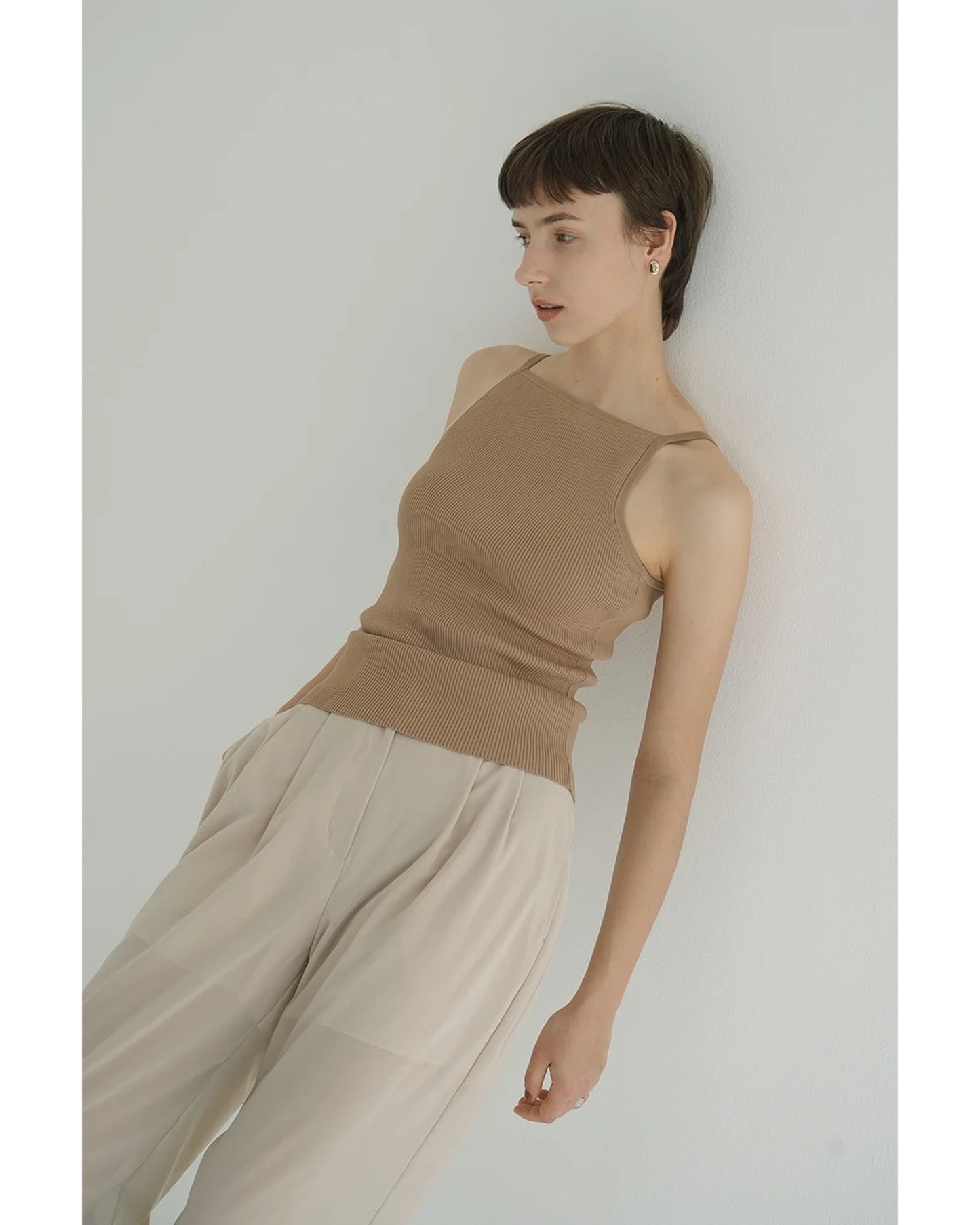 BOAT NECK BACK OPEN KNIT TOPS