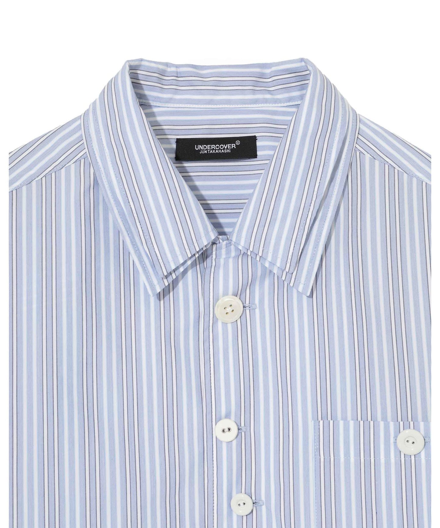Co/Pe Stripe Double Collar S/S Shirt