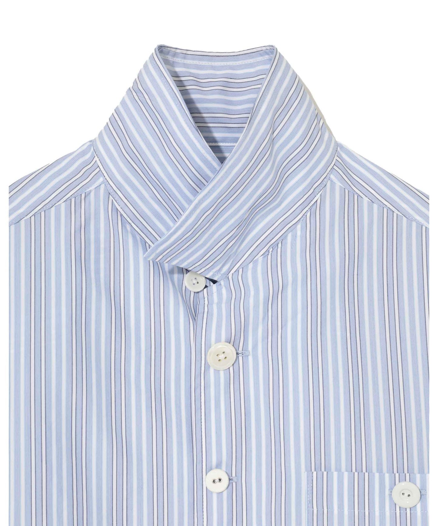 Co/Pe Stripe Double Collar S/S Shirt