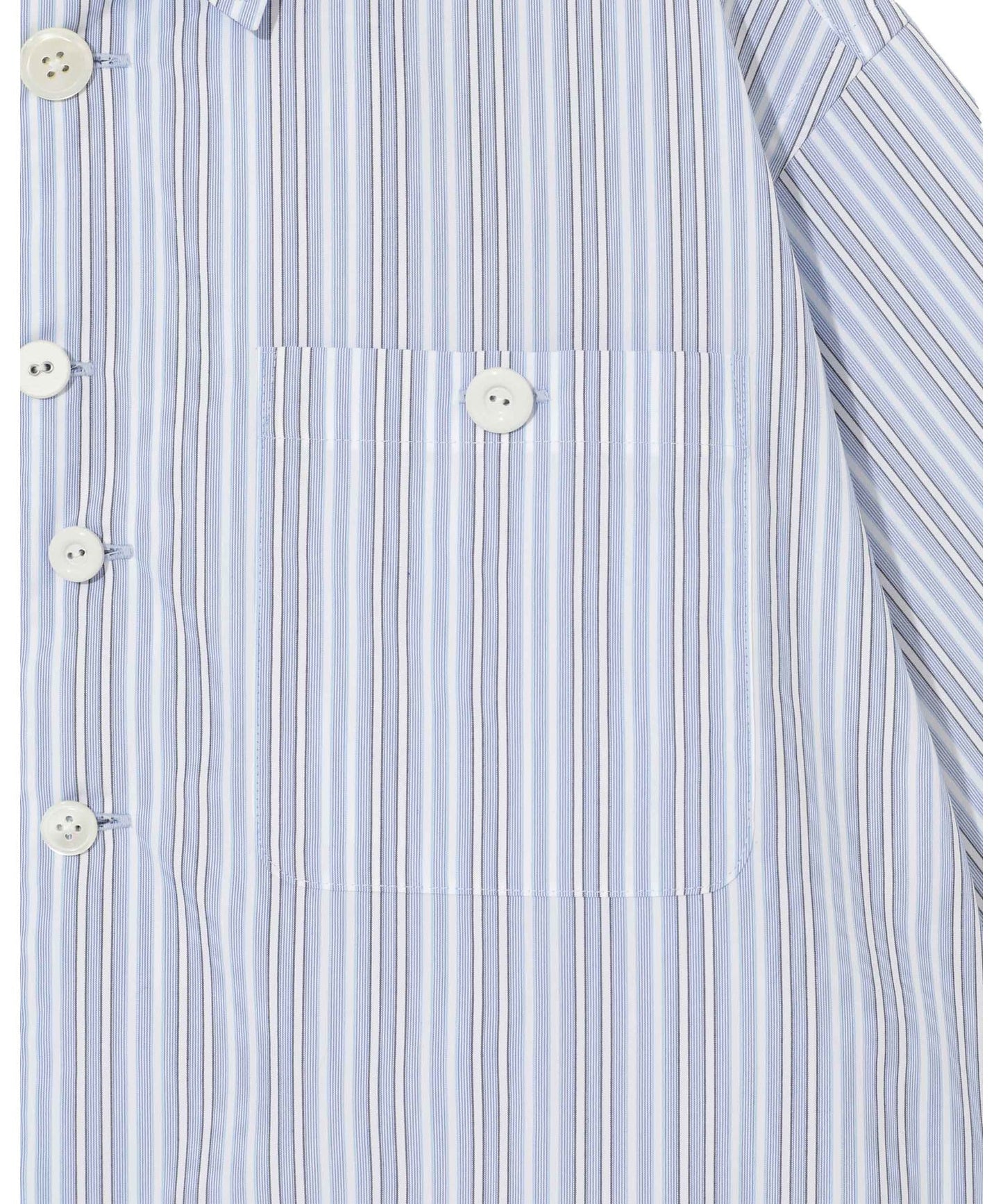 Co/Pe Stripe Double Collar S/S Shirt