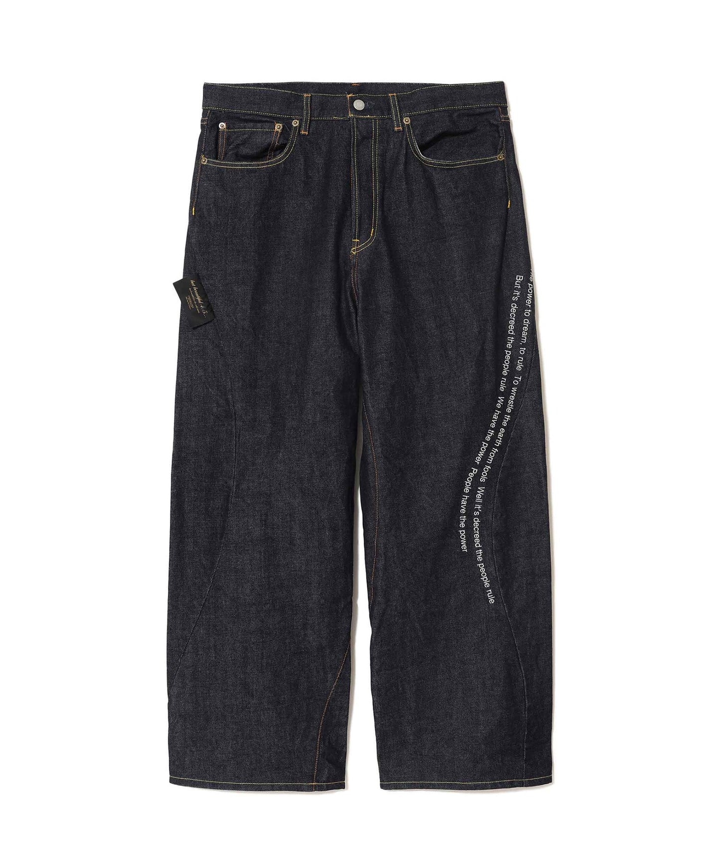 Lyrics Embroidery RIGID DENIM WIDE PANTS
