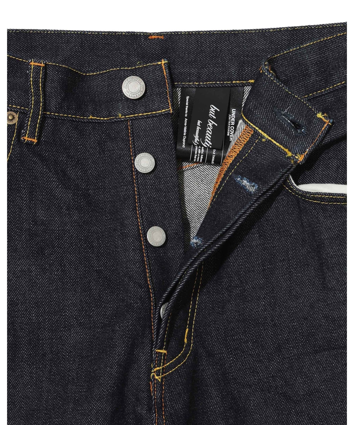 Lyrics Embroidery RIGID DENIM WIDE PANTS