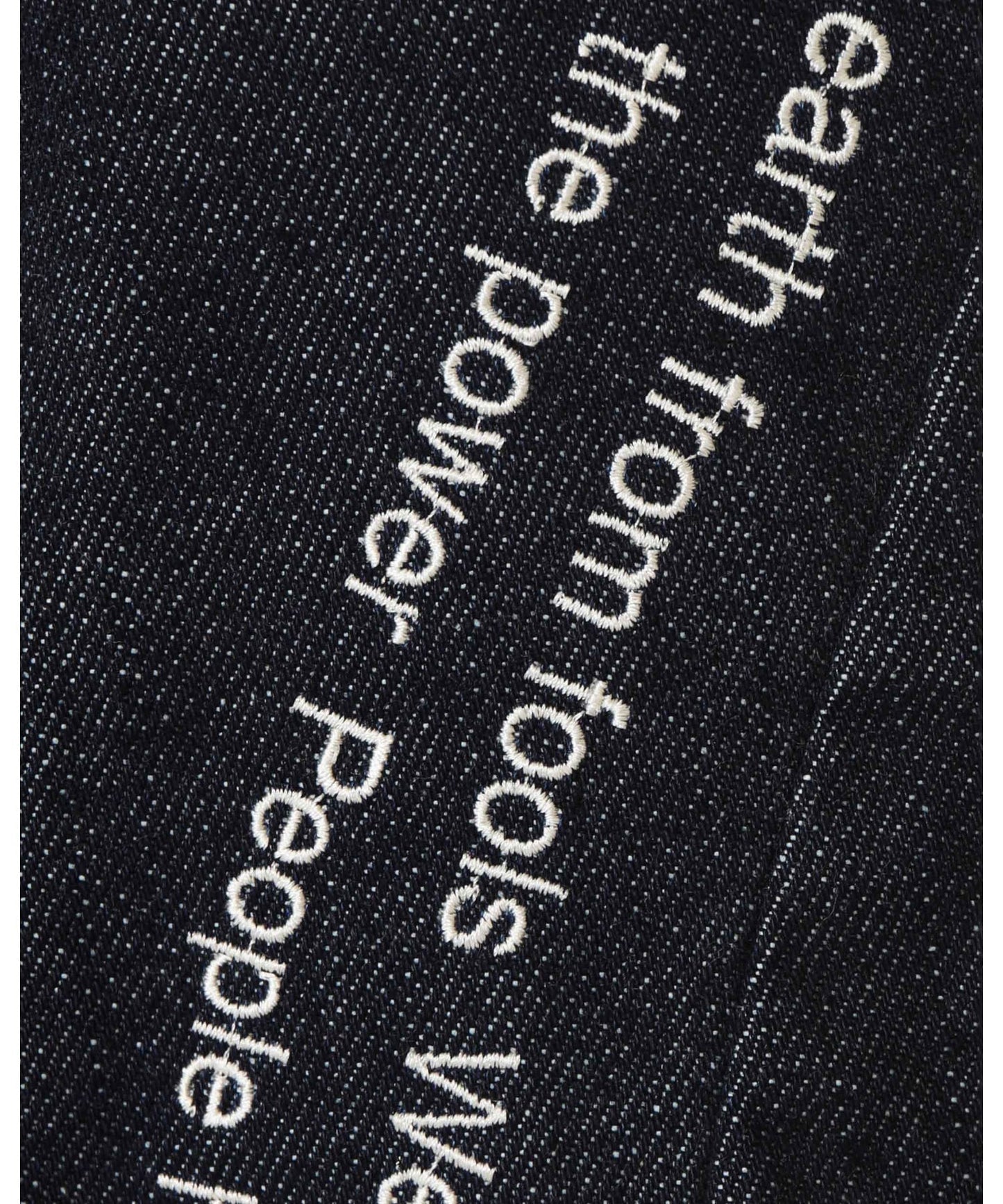 Lyrics Embroidery RIGID DENIM WIDE PANTS