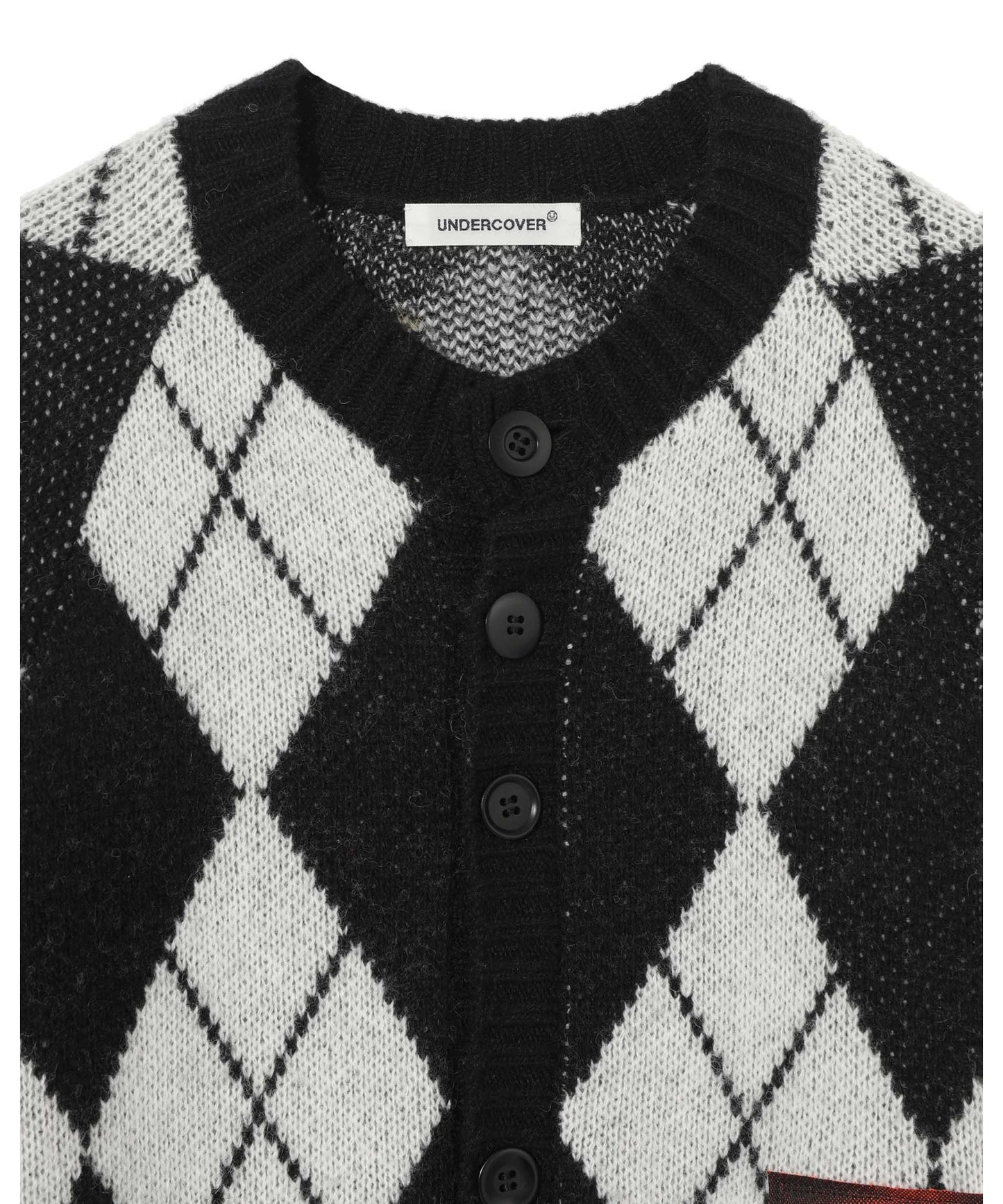 PATCH ARGYLE CREW CARDIGAN