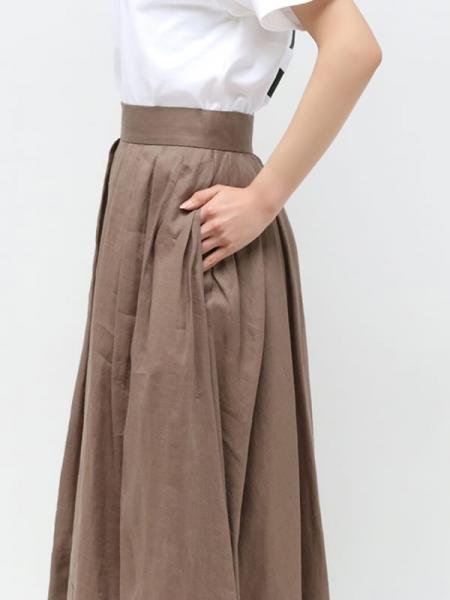 TUCK VOLUME SKIRT RAMIE