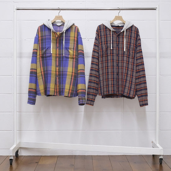 US1855 Hooded check shirt