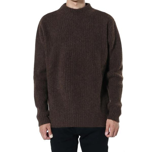 HEAVY RIB MOCK NECK BROWN