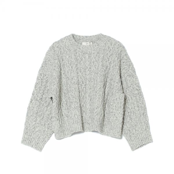 french merino&cotton boucle cable-knit sweater