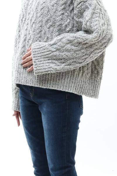 french merino&cotton boucle cable-knit sweater