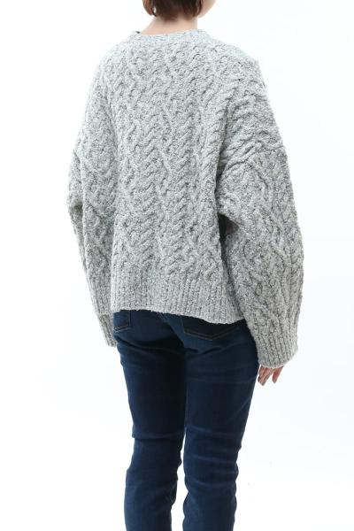 french merino&cotton boucle cable-knit sweater