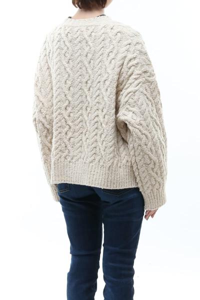 french merino&cotton boucle cable-knit sweater