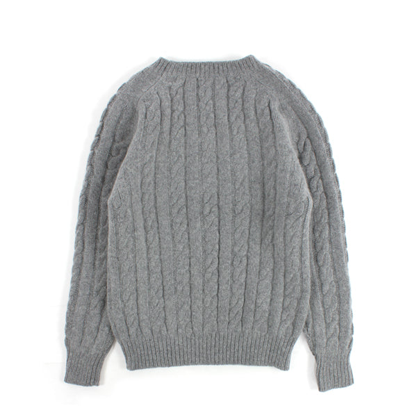 Crew Neck Cable Knit -grey mix-