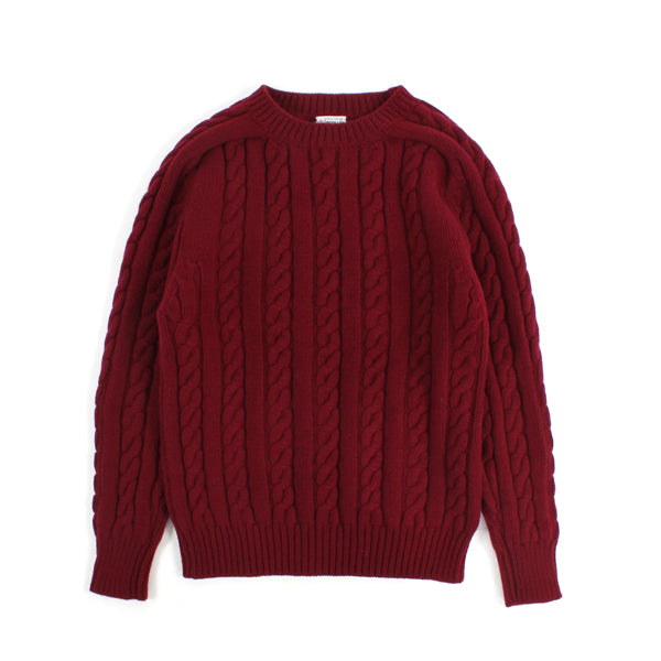 Crew Neck Cable Knit -bordeaux-