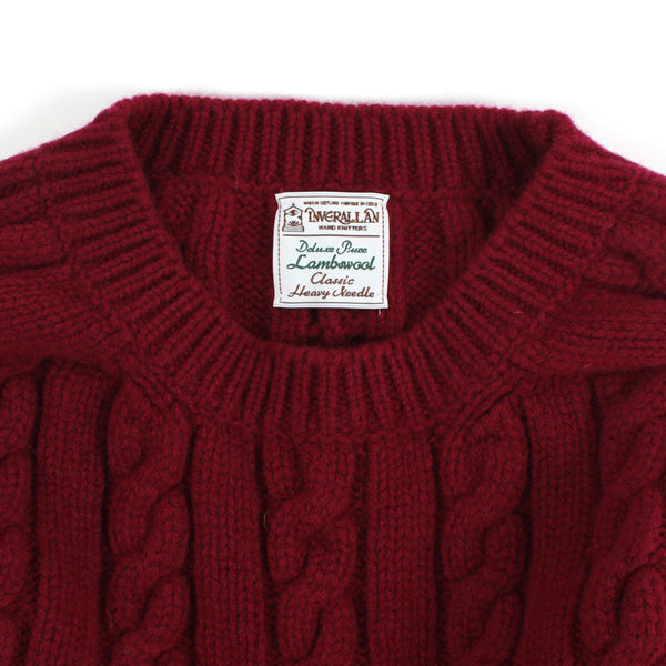 Crew Neck Cable Knit -bordeaux-