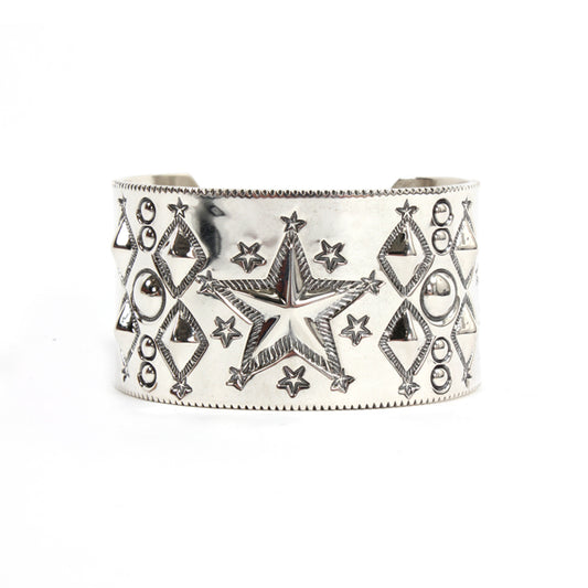 Multi Motif Star Repo Cuff SILVER