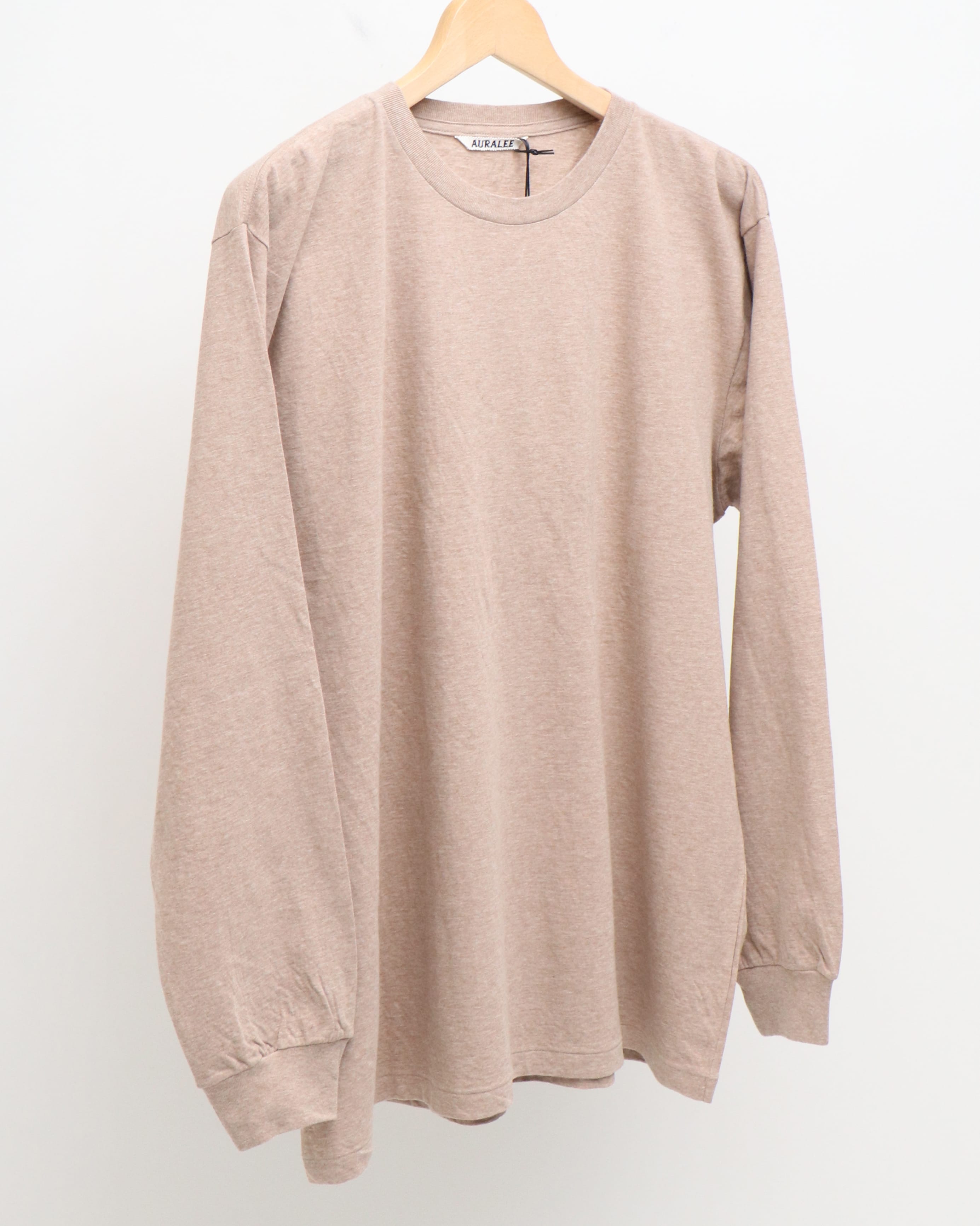 HARD TWIST COTTON CASHMERE L/S TEE TOP BEIGE