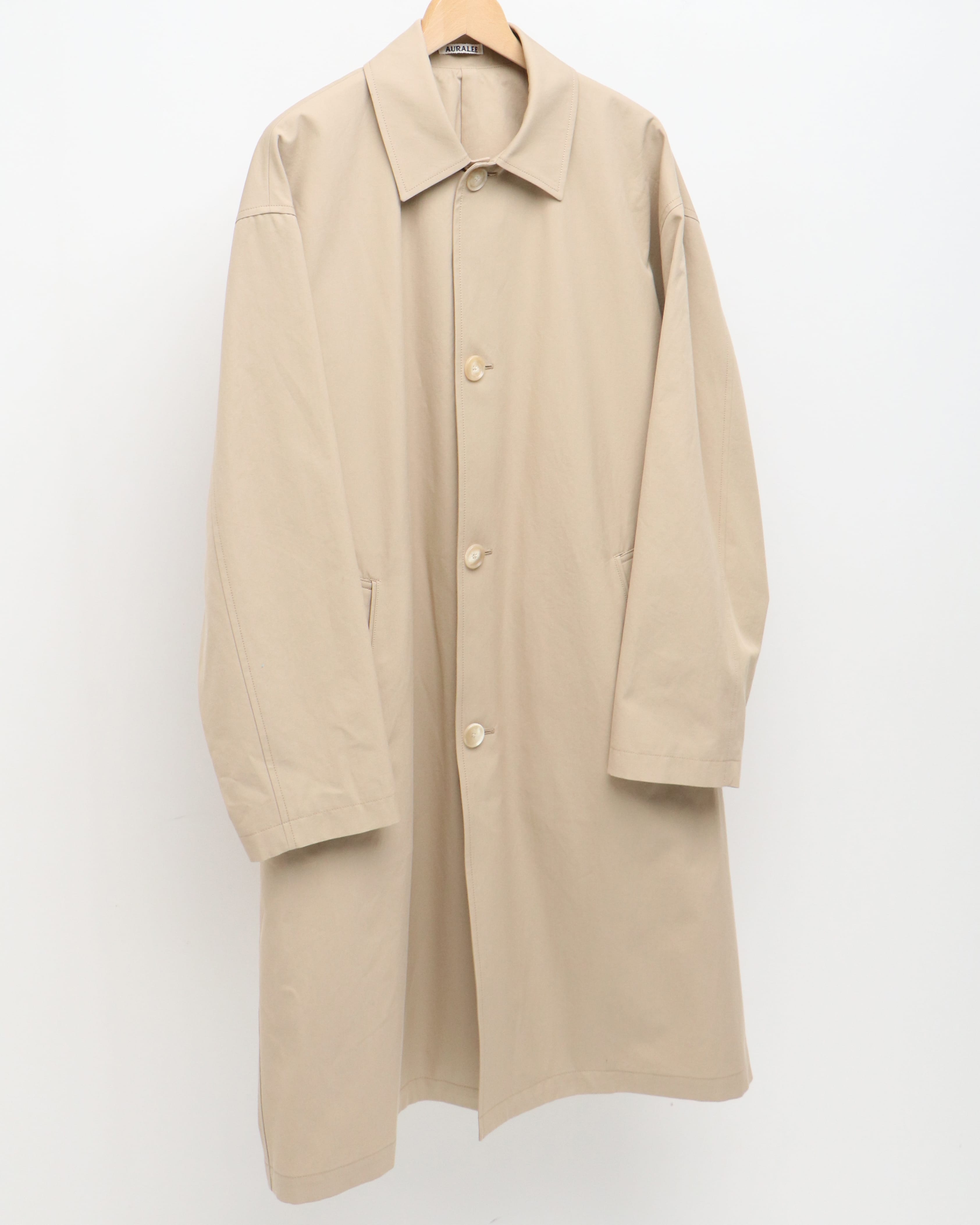 FINX HARD TWIST GABARDINE SOUTIEN COLLAR COAT BEIGE CHAMBRAY