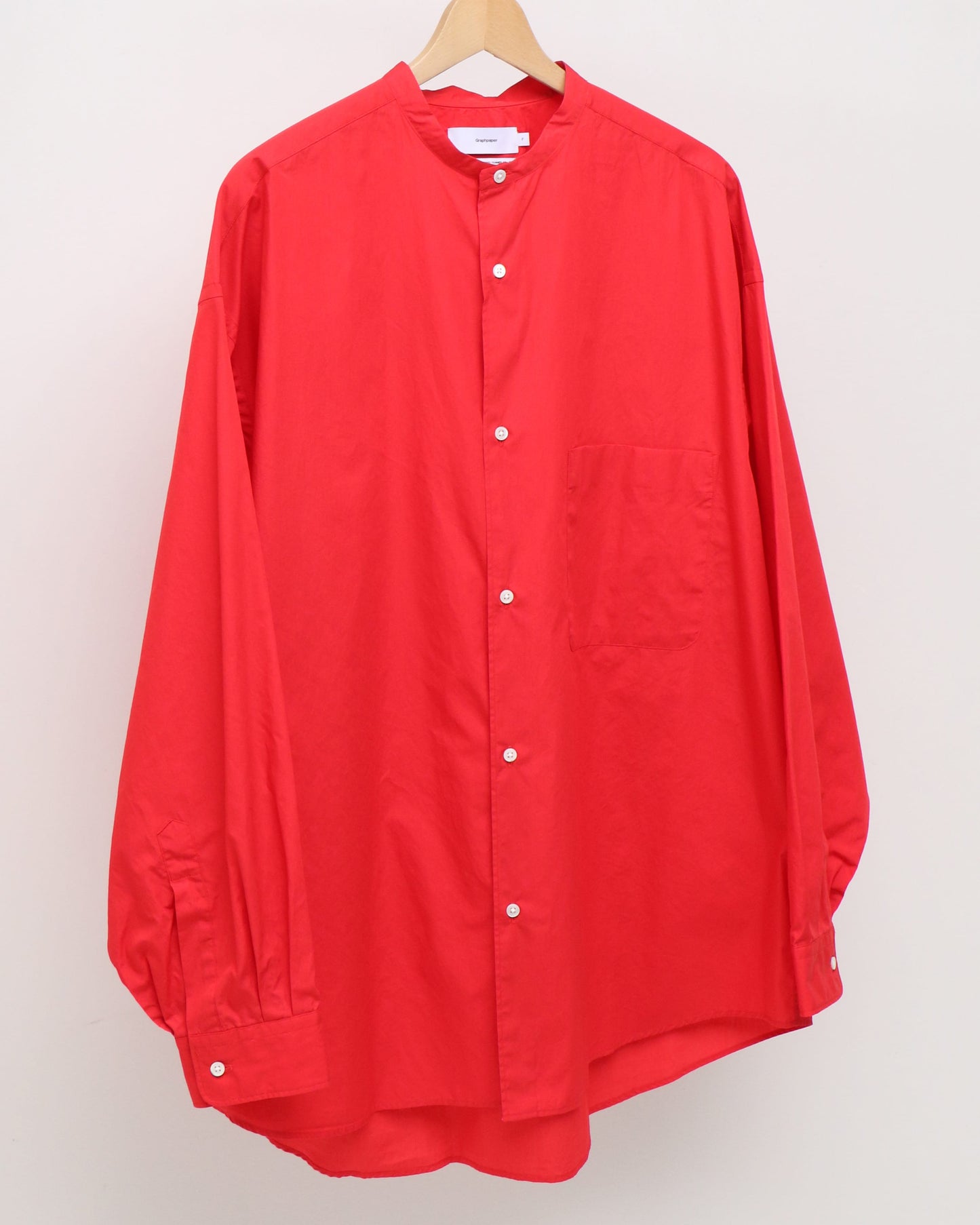 Broad L/S Oversaized Band Collar Shirt RED