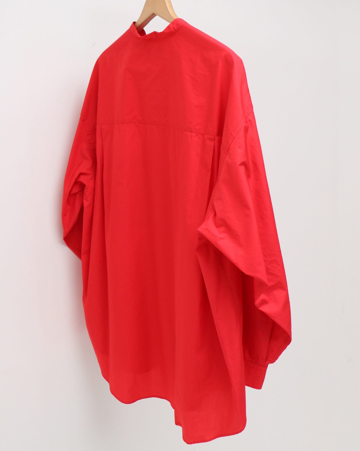 Broad L/S Oversaized Band Collar Shirt RED