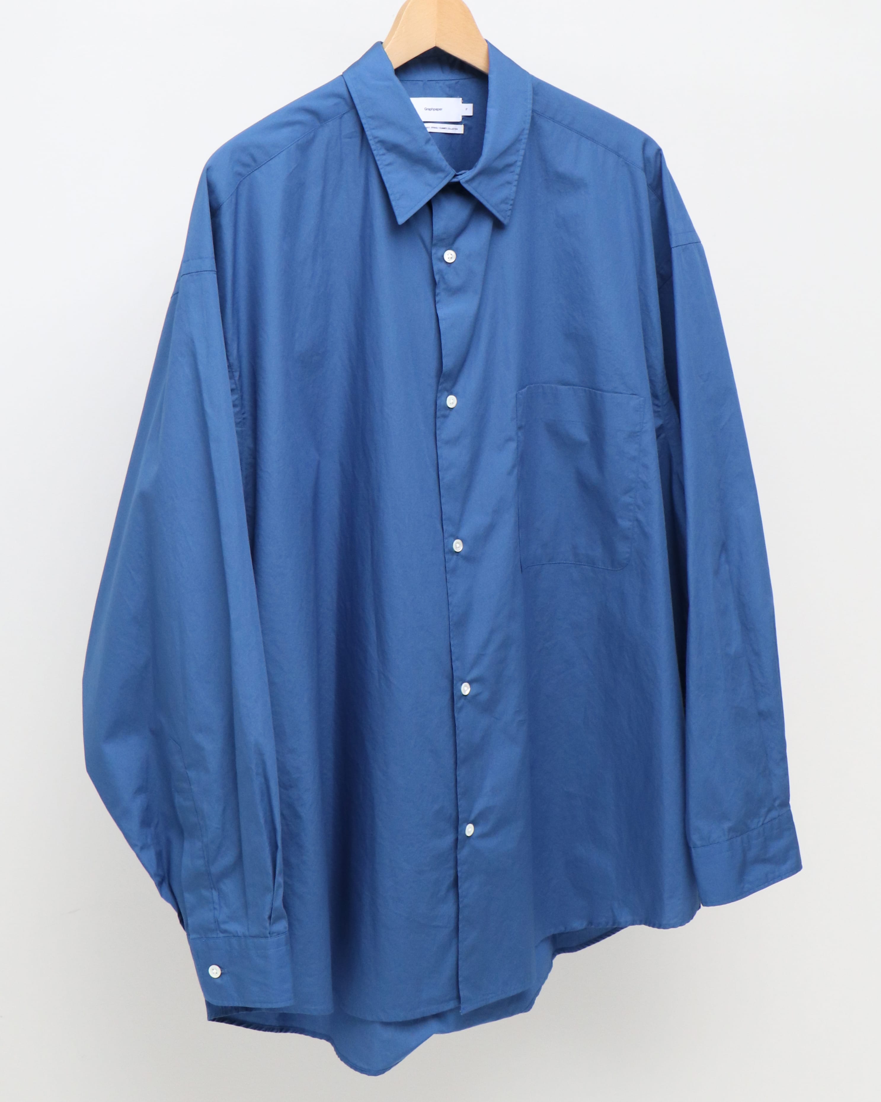 Broad L/S Oversaized Regular Collar Shirt M.BLUE