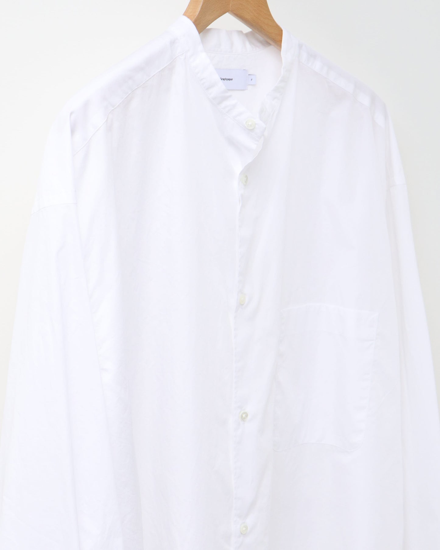 Broad L/S Oversized Band Collar Shirt WHITE