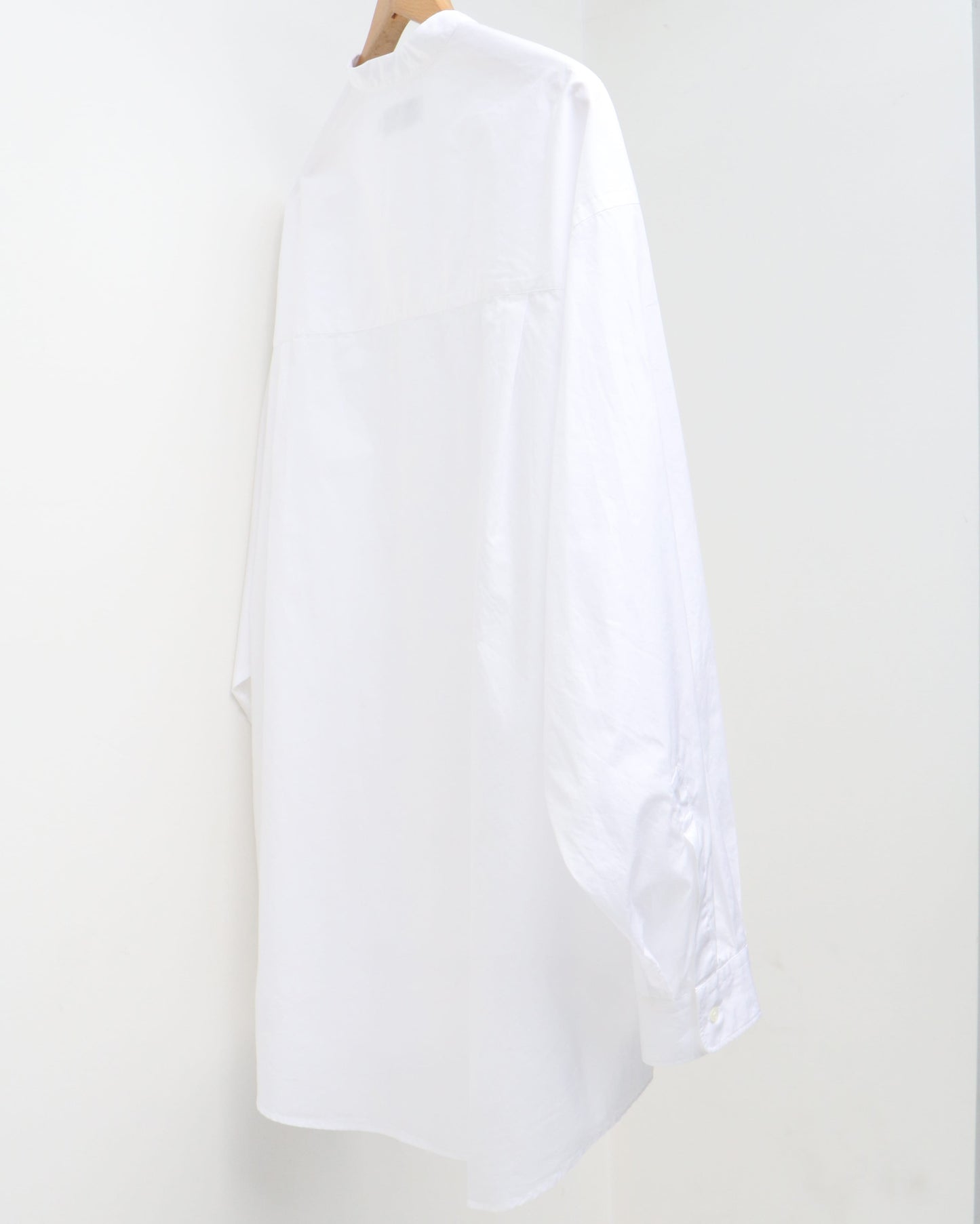 Broad L/S Oversized Band Collar Shirt WHITE