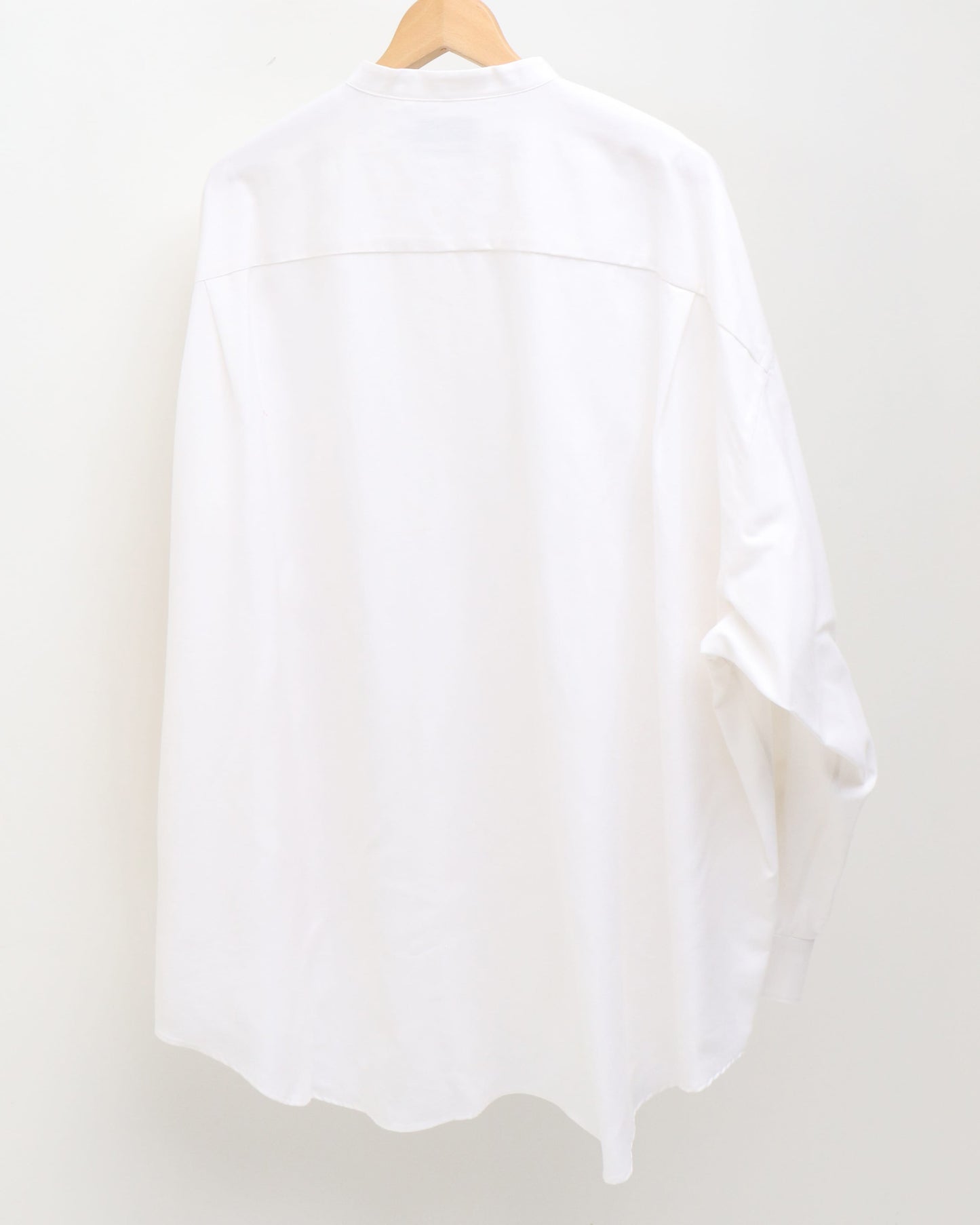 Linen Cupro Oversized Band Collar Shirt WHITE