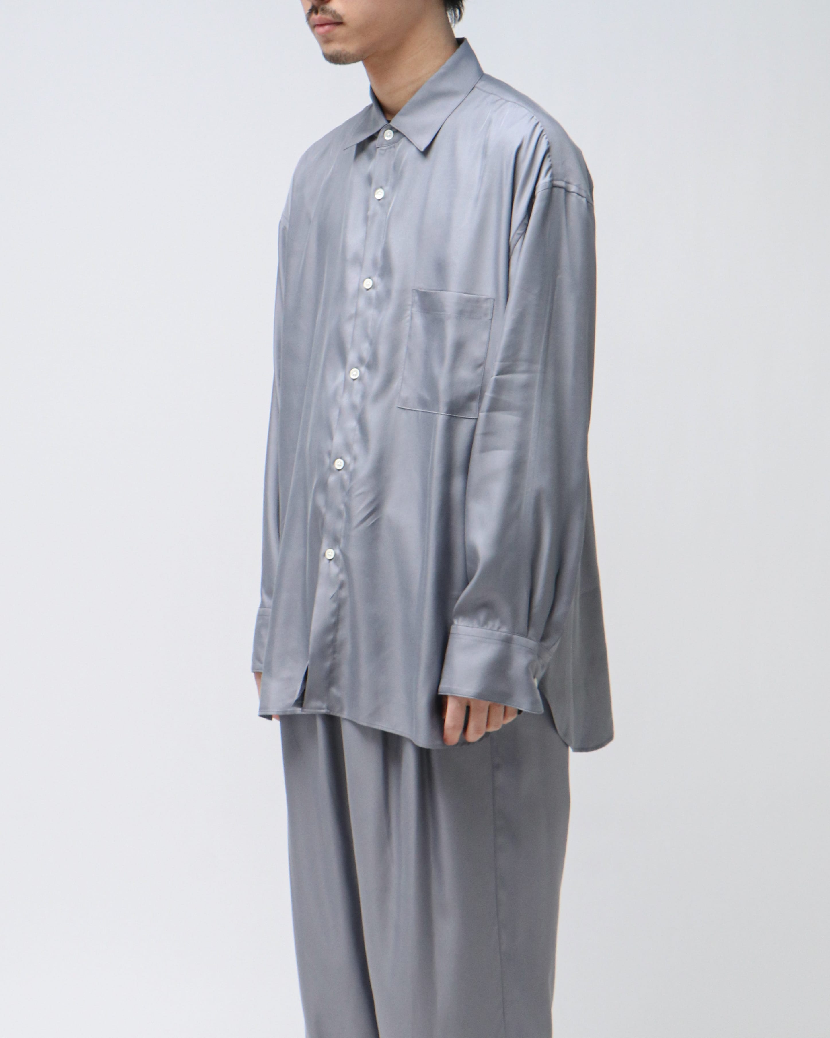 OVERSIZED CUPRO LS SHIRT BLUE GREY – TIME AFTER TIME