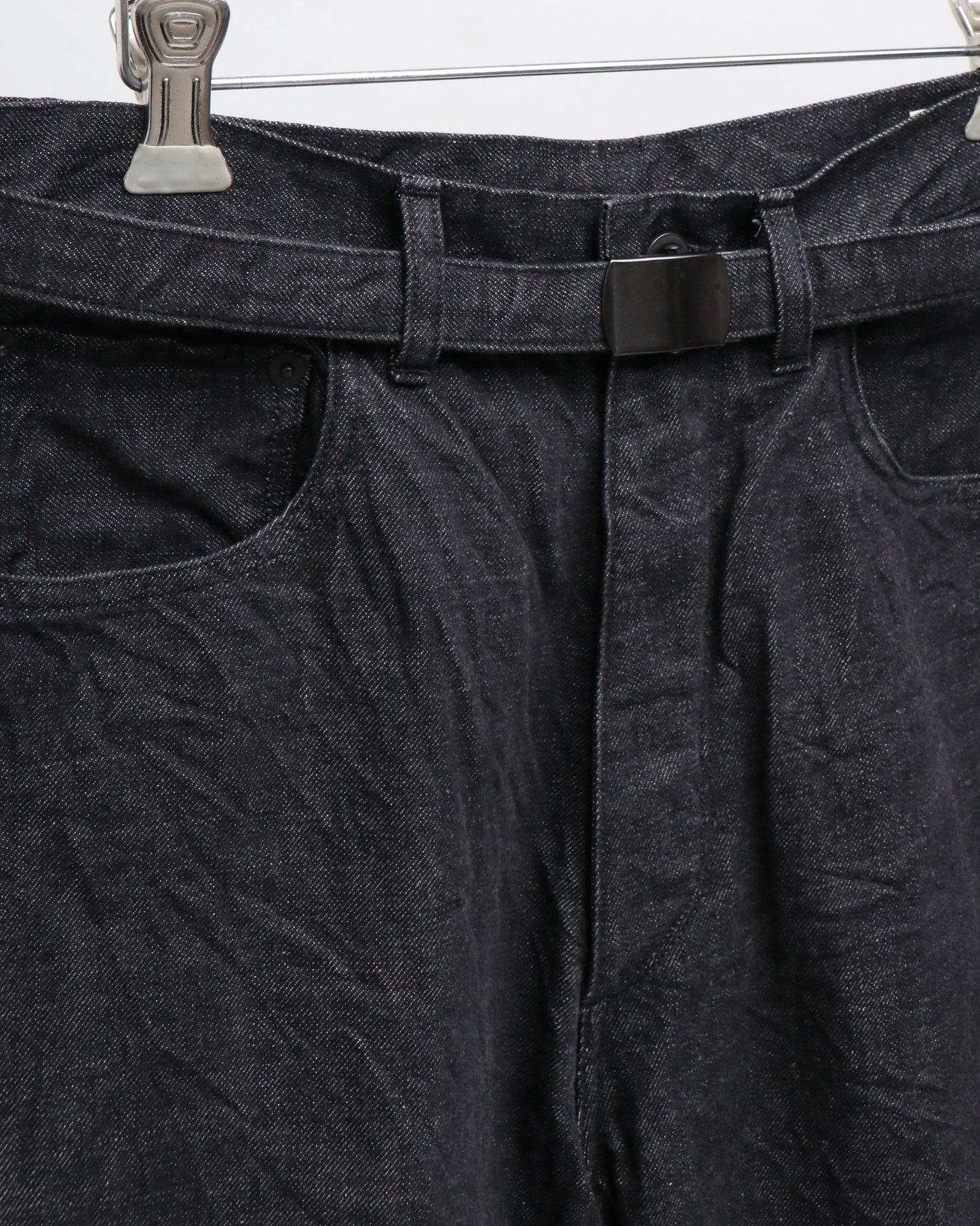 12.9oz Selvage Denim Super Wide Gl-belt Shorts BLACK