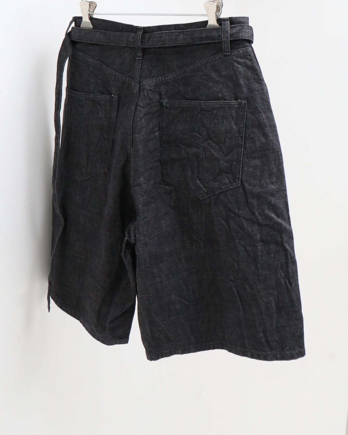 12.9oz Selvage Denim Super Wide Gl-belt Shorts BLACK