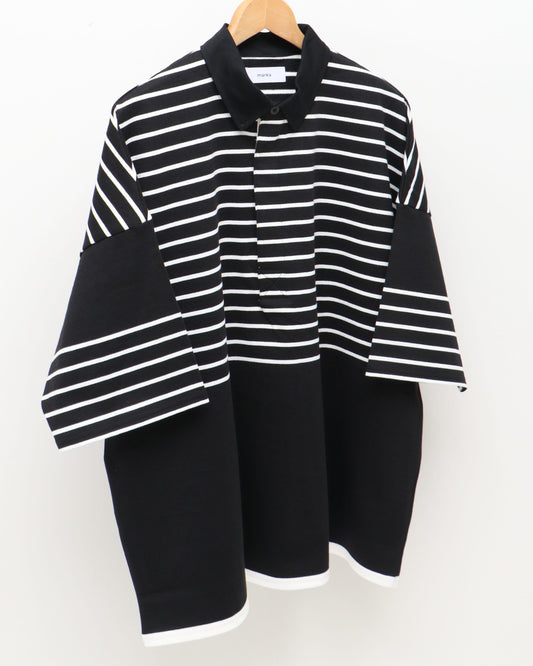 PANEL BORDER RUGBY SHIRT BLACK×WHITE