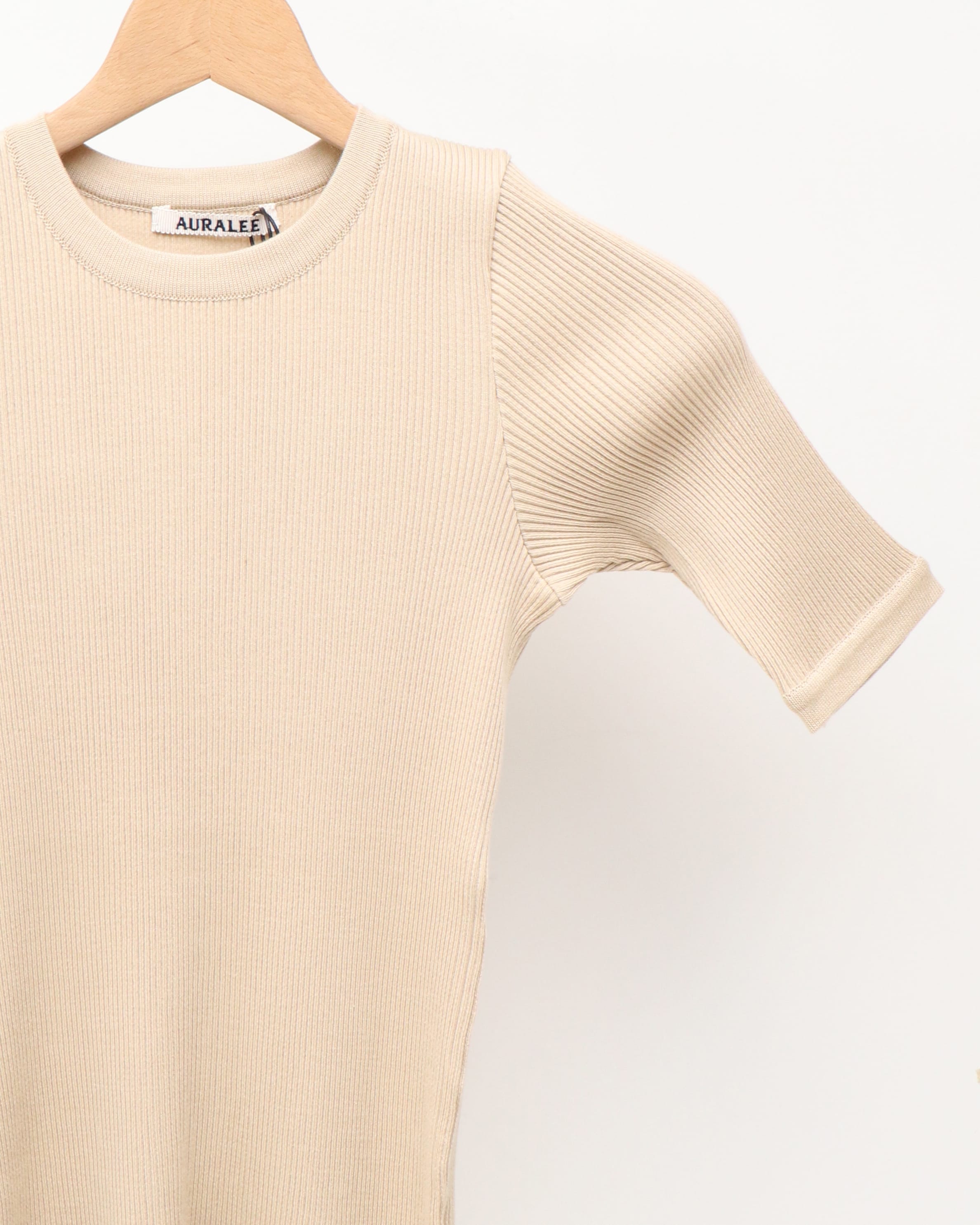 AURALEE ＧＩＺＡ　ＨＩＧＨ　ＧＡＵＧＥ　ＲＩＢ　ＫＮＩＴ　ＴＥＥ